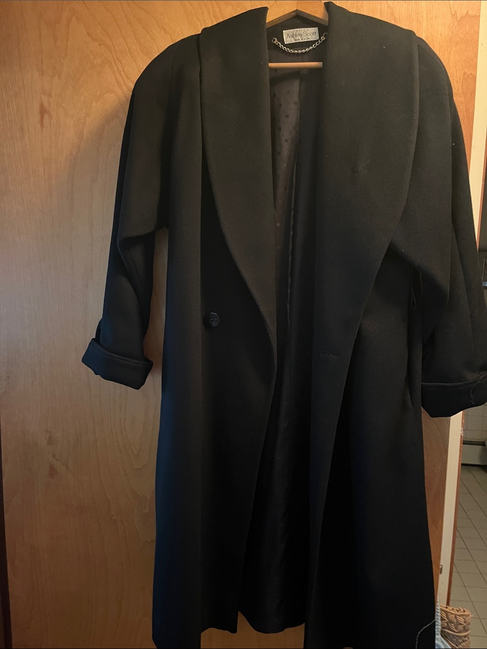 Ashley Scott Classic Black Wool Coat